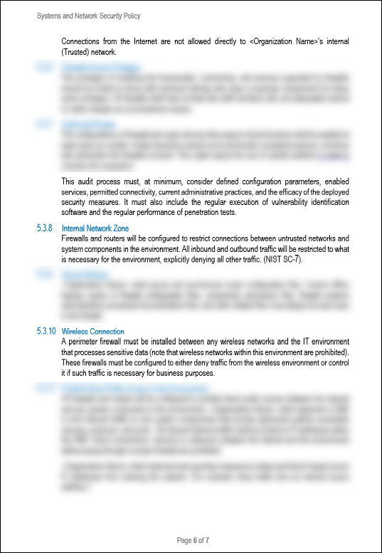 NIST Systems and Network Security Policy Template