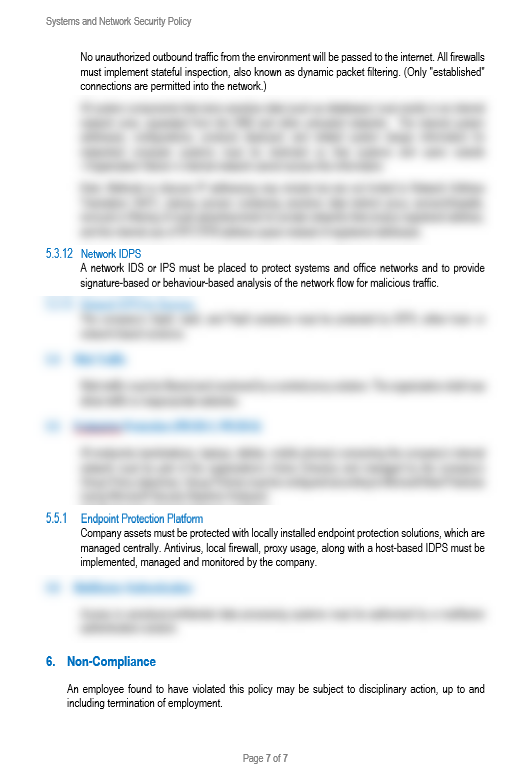 NIST Systems and Network Security Policy Template