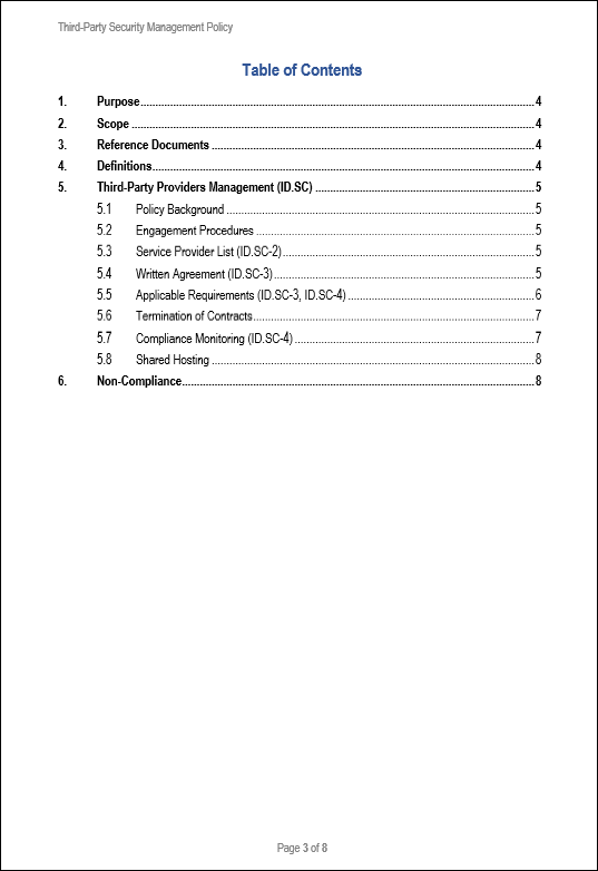 NIST Third Party Security Management Policy Template