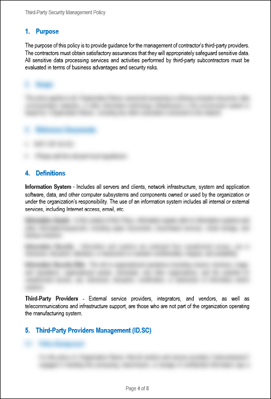 NIST Third Party Security Management Policy Template