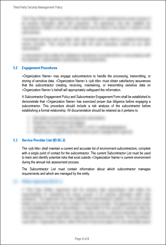 NIST Third Party Security Management Policy Template