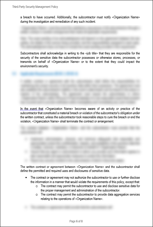 NIST Third Party Security Management Policy Template