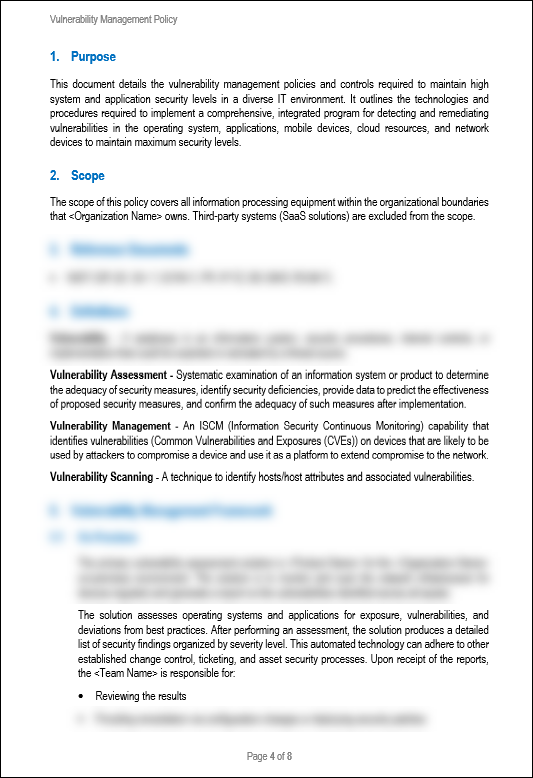 NIST Vulnerability Management Policy Template
