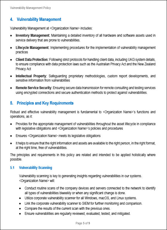 SOC 2 Vulnerability Management Policy Template